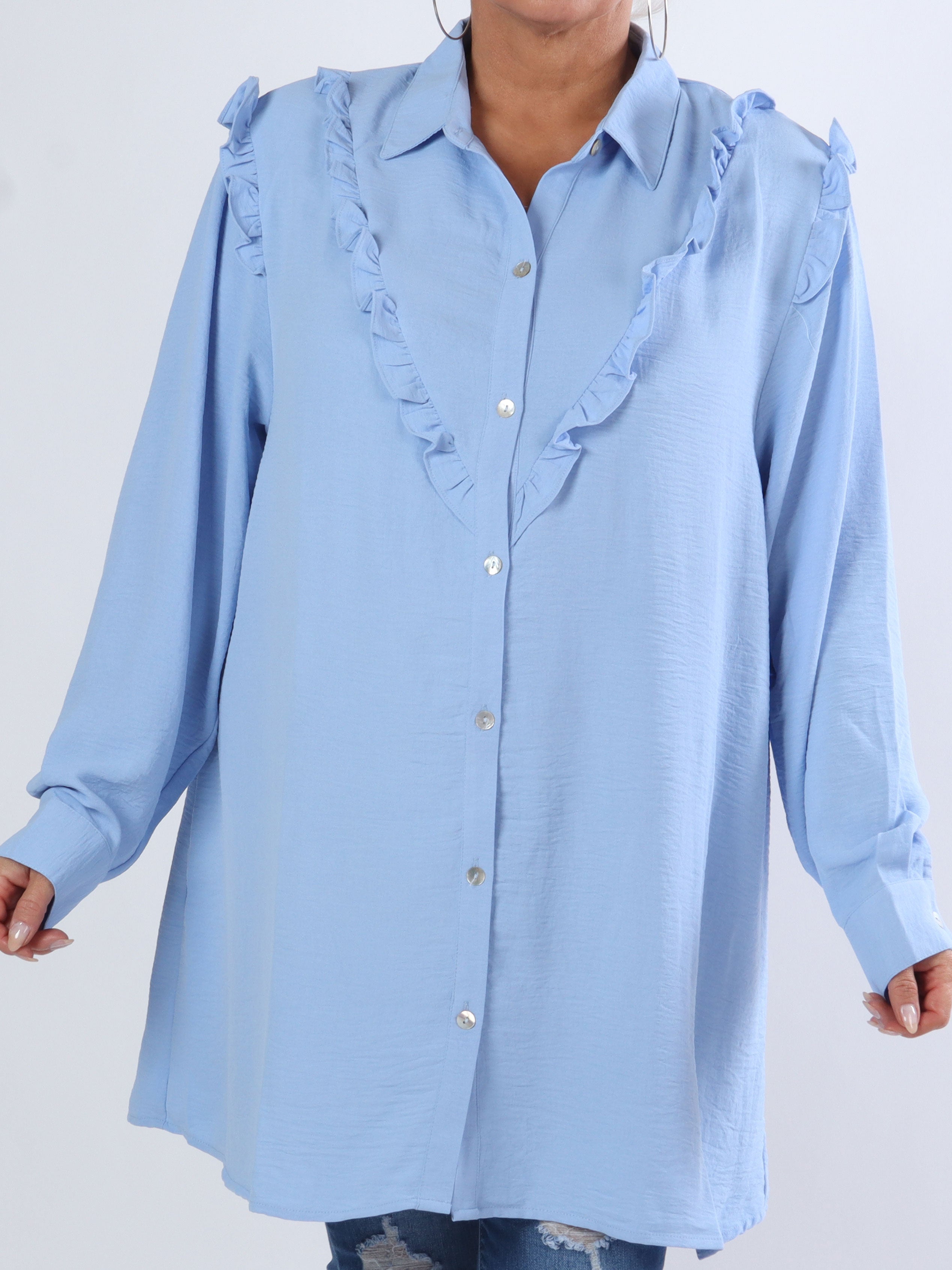 Ada - Fin plus size skjorte med flæser